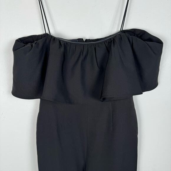 Sam Edelman Off the Shoulder Jumpsuit Black Sz 4 Minimalist Party Glam Cocktail - Picture 5 of 10
